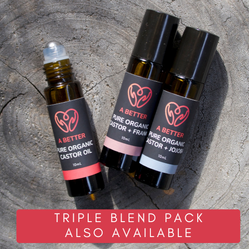 Pure Organic Castor Oil and Frankincense Roll-On 10mL - Amber Glass Bottle Stainless Steel Roller