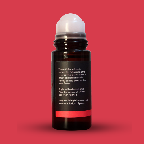 Pure Organic Castor Oil Roll-On 50mL - Amber Glass Bottle Rose Quartz Roller